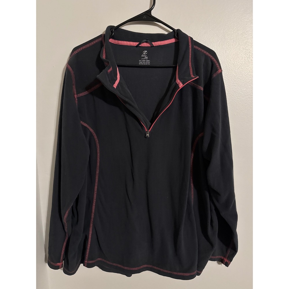 Energy Zone Lifestyle Womens 3X Plus Quarter Zip Fleece Pullover Pink Stitching
